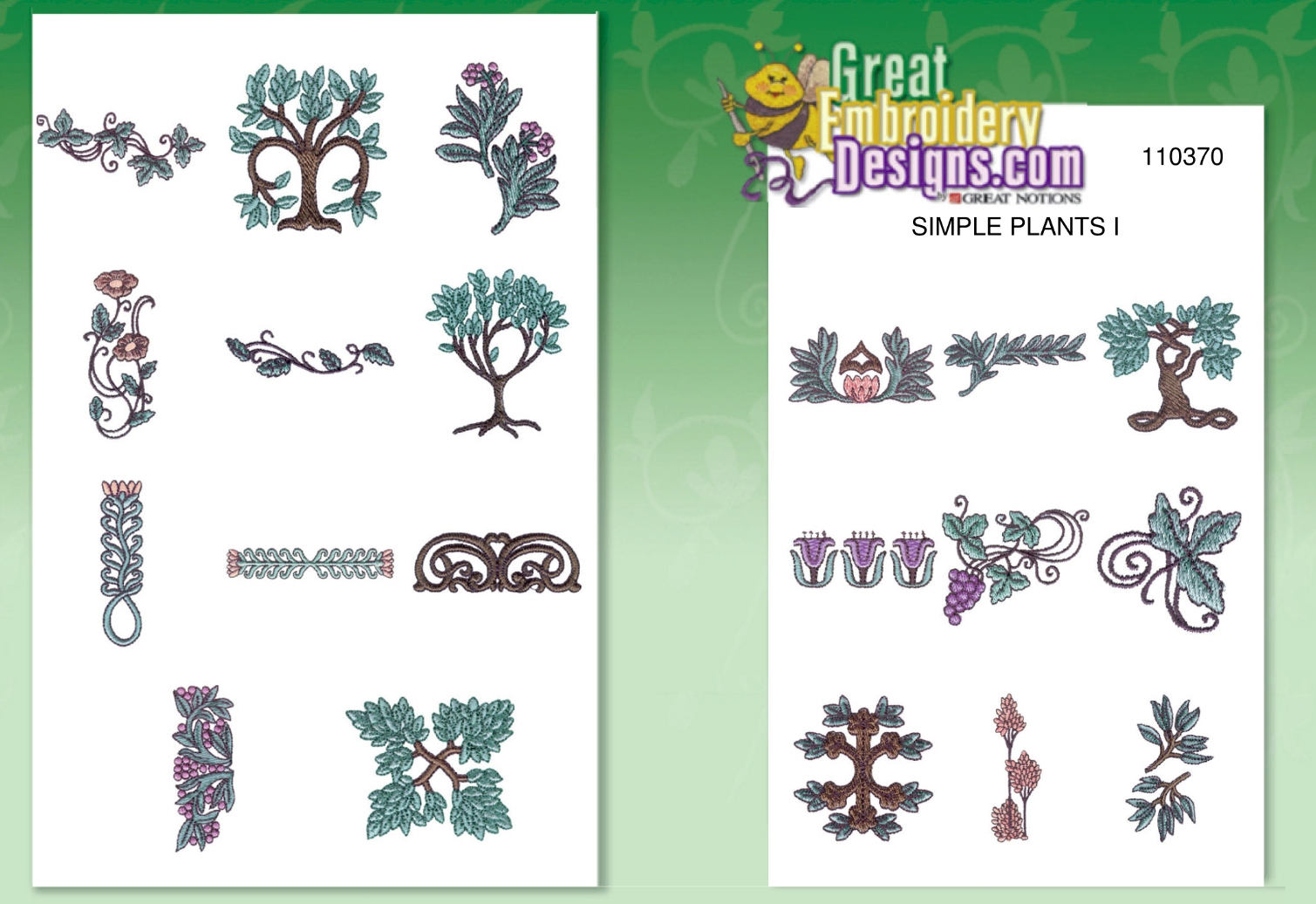 Simple Plants DOWNLOADABLE Embroidery Designs by Great Notions 110370