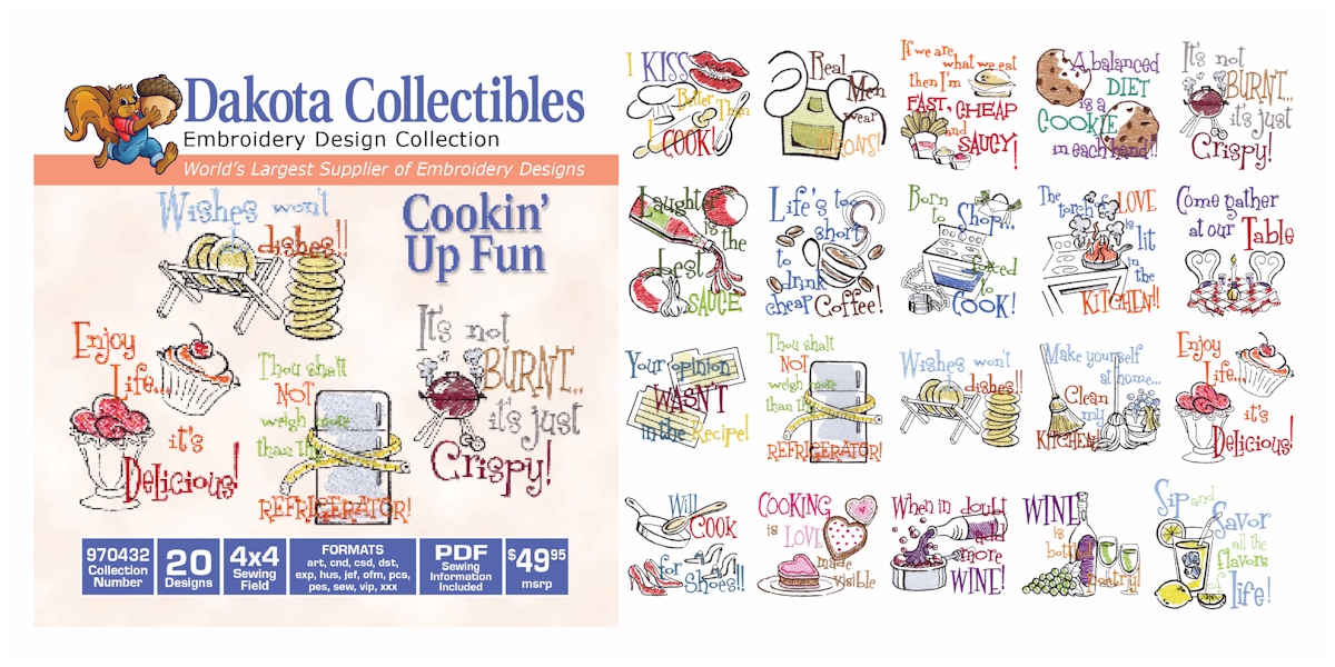 Cookin' Up Fun Embroidery Designs by Dakota Collectibles on a CD-ROM 970432