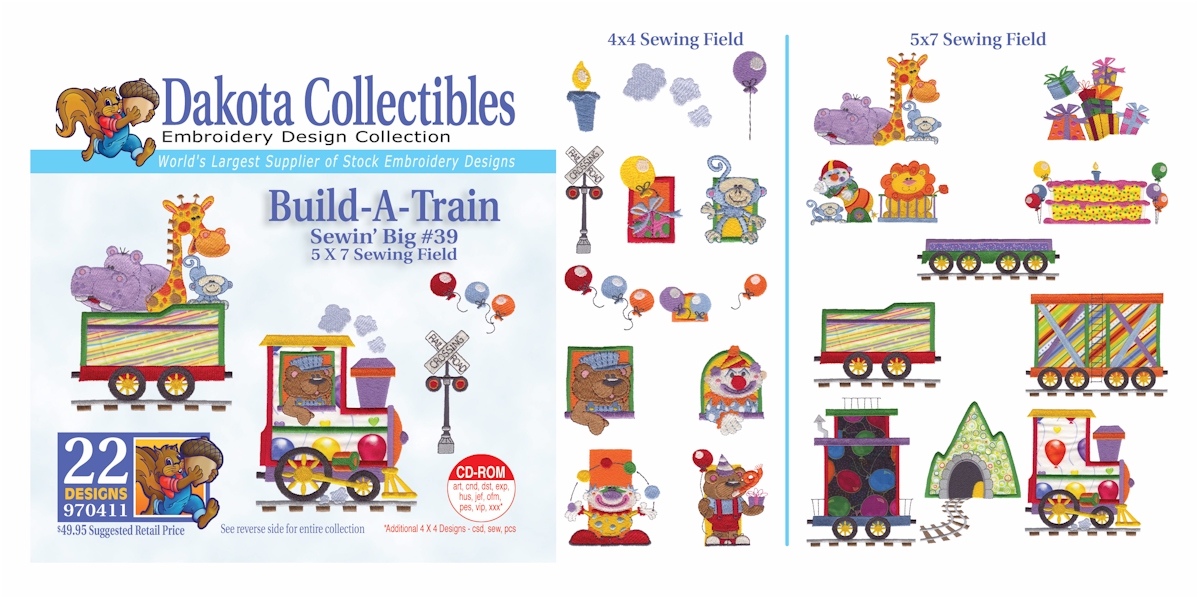 Build-A-Train Embroidery Designs by Dakota Collectibles on a CD-ROM 970411