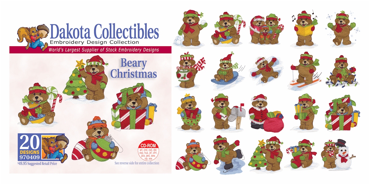 Beary Christmas Embroidery Designs by Dakota Collectibles on a CD-ROM 970409