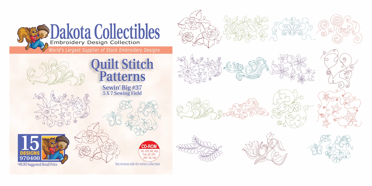 Quilt Stitch Patterns Embroidery Designs by Dakota Collectibles on a CD-ROM 970400