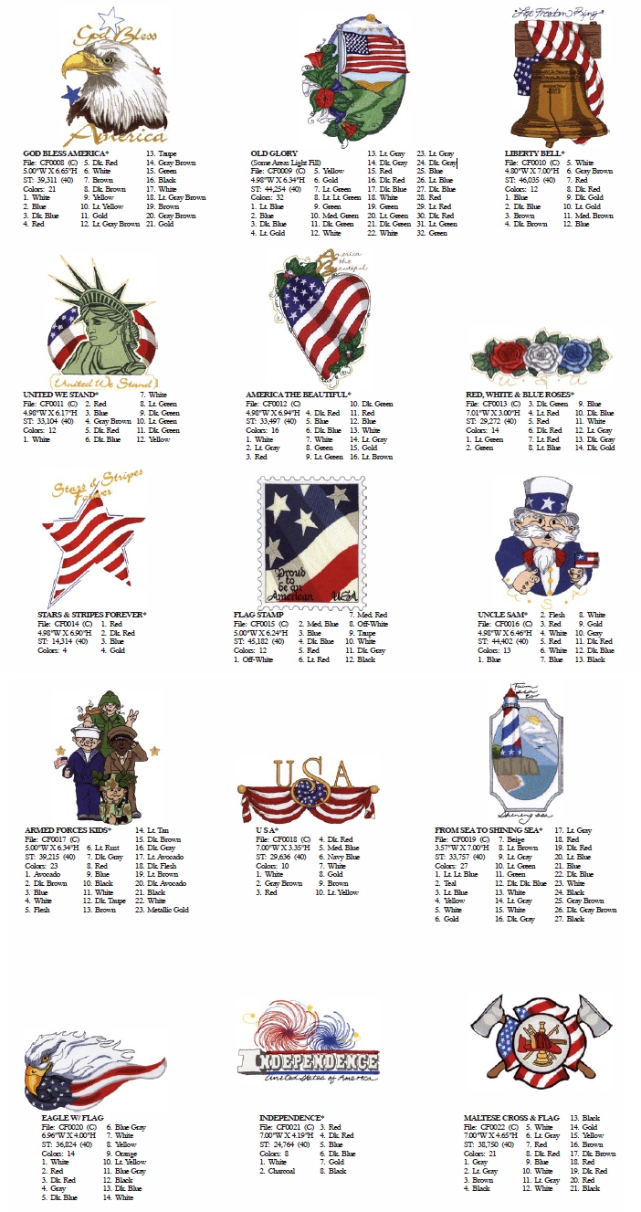Patriotic Embroidery Designs Limited Edition Pack #3