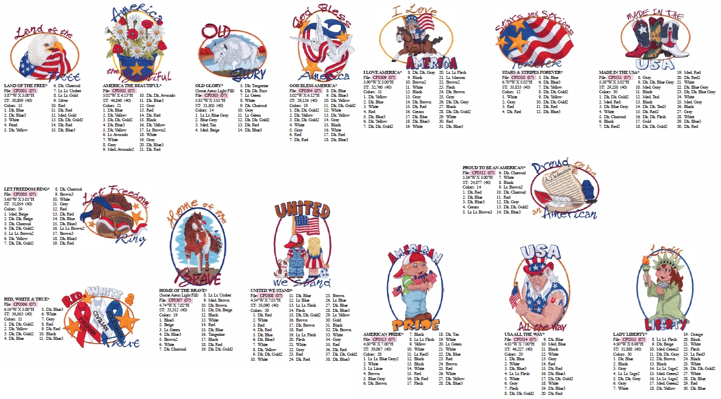 Patriotic Embroidery Designs Limited Edition Pack #8