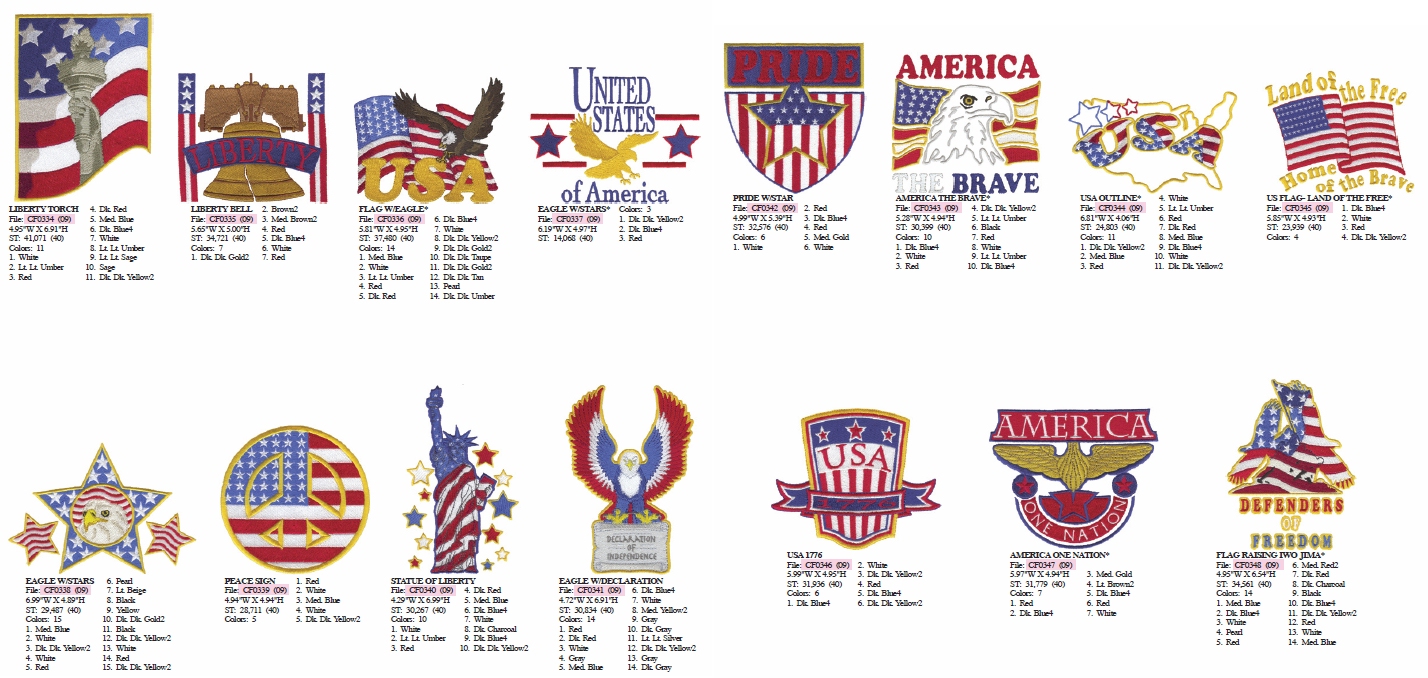 Patriotic Embroidery Designs Limited Edition Pack #10