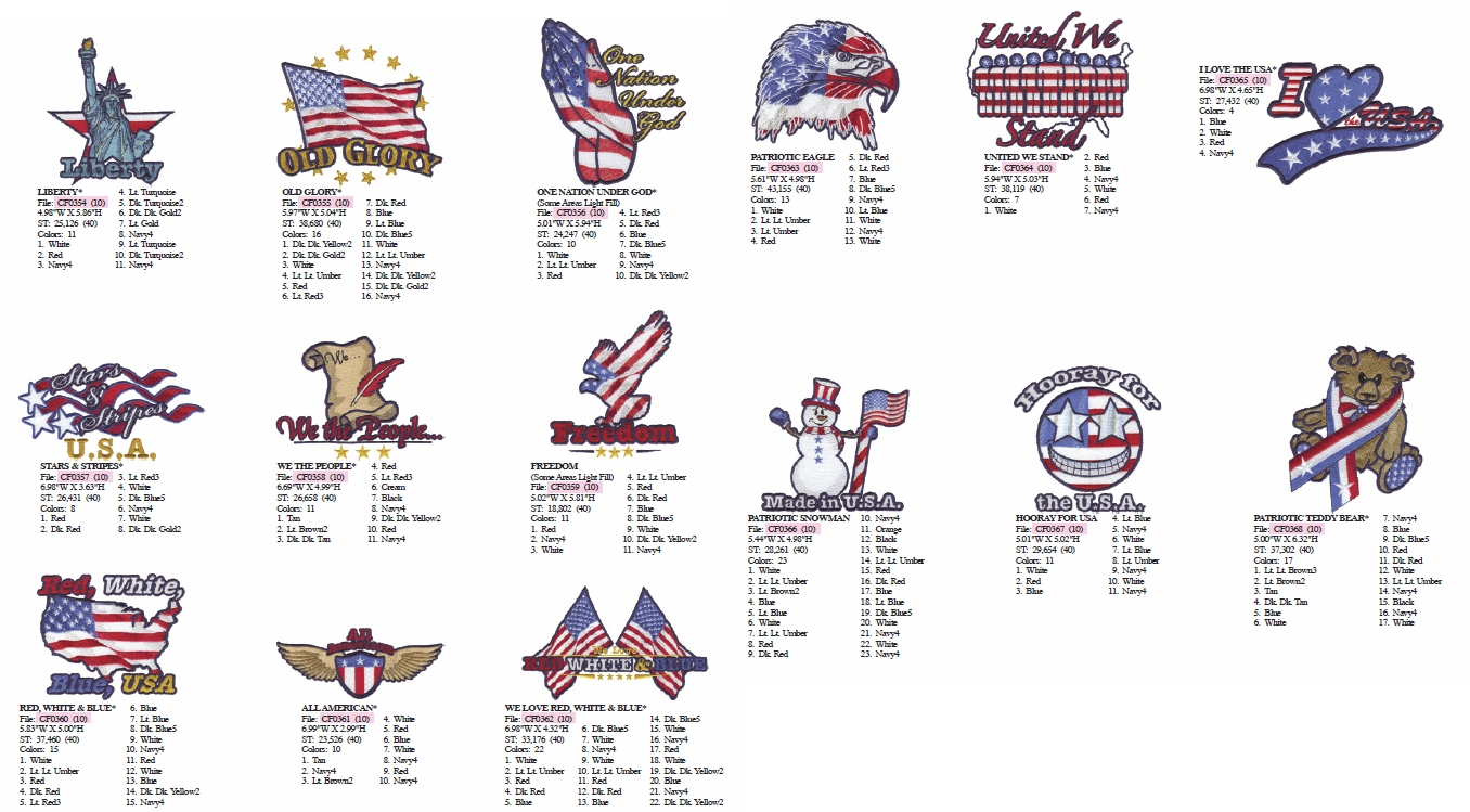 Patriotic Embroidery Designs Limited Edition Pack #11