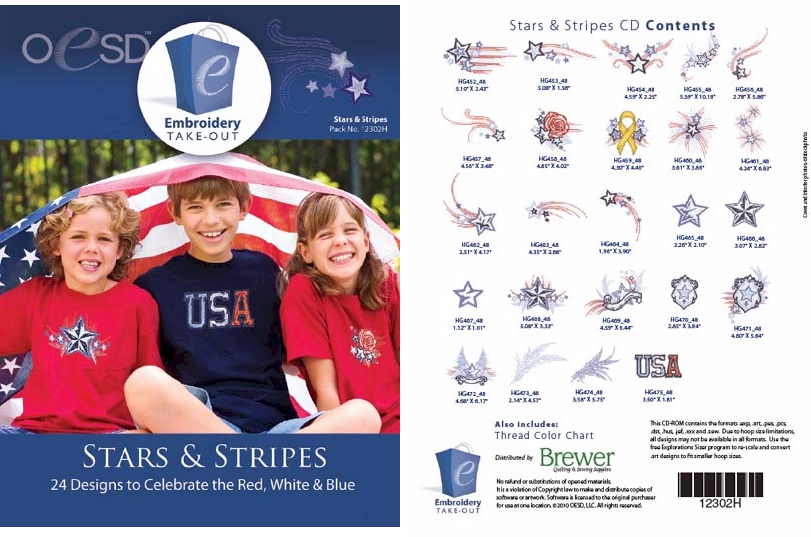 Stars and Stripes Embroidery Designs By Oklahoma Embroidery on Multi-Format CD-ROM