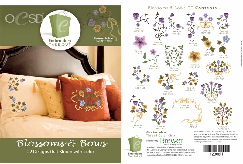 Blossoms & Bows Embroidery Designs By Oklahoma Embroidery on Multi-Format CD-ROM - CLOSEOUT