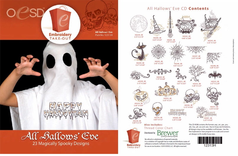 All Hallows' Eve Embroidery Designs By Oklahoma Embroidery on Multi-Format CD-ROM