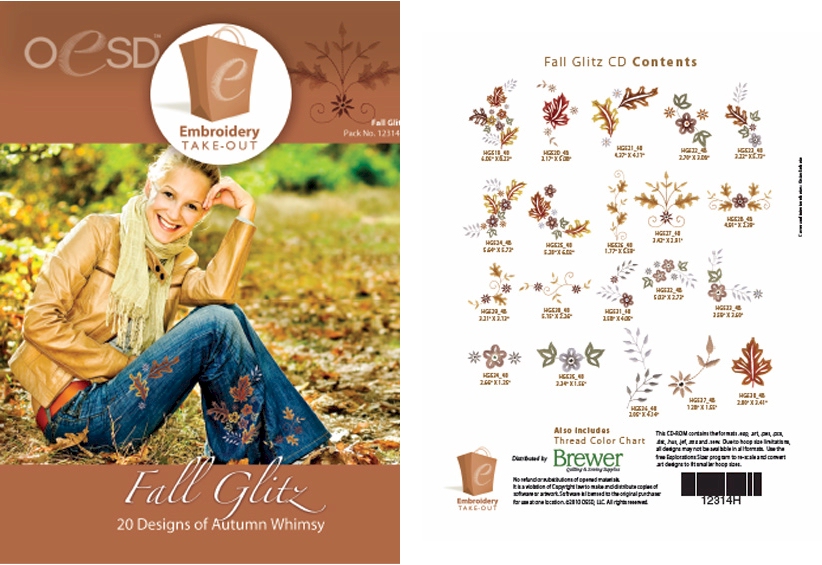 Fall Glitz Embroidery Designs By Oklahoma Embroidery on Multi-Format CD-ROM
