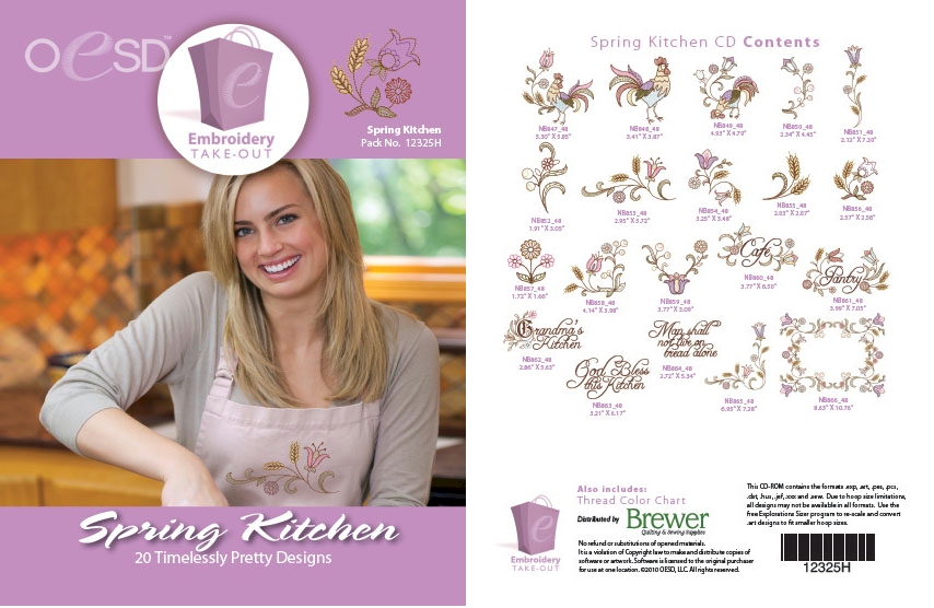 Spring Kitchen Embroidery Designs By Oklahoma Embroidery on Multi-Format CD-ROM - CLOSEOUT
