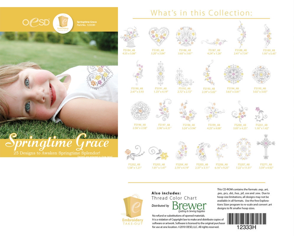 Springtime Grace Embroidery Designs By Oklahoma Embroidery on Multi-Format CD-ROM