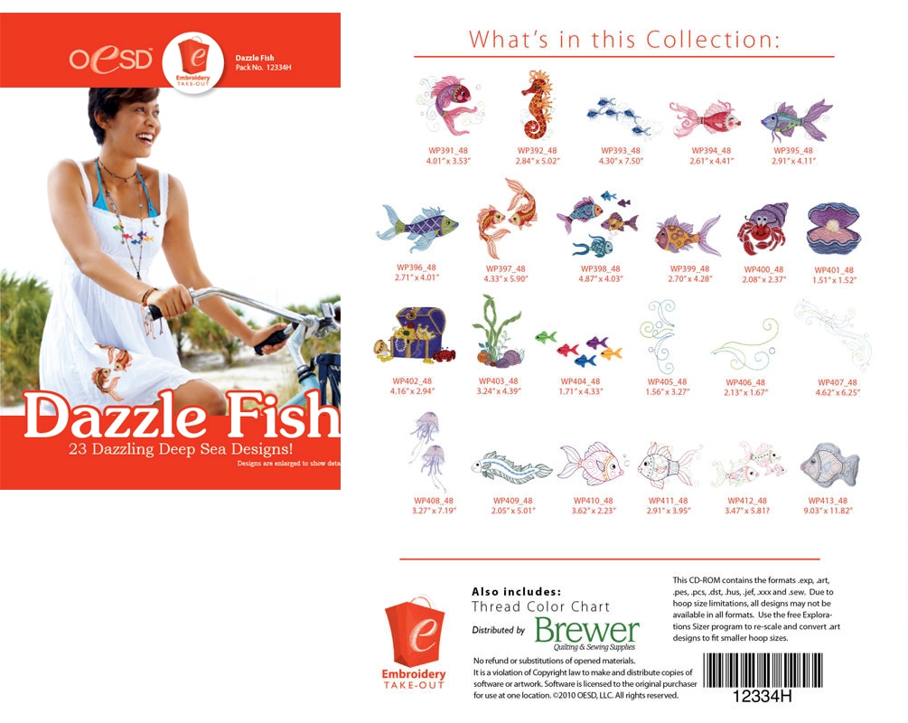 Dazzle Fish Embroidery Designs By Oklahoma Embroidery on Multi-Format CD-ROM - CLOSEOUT