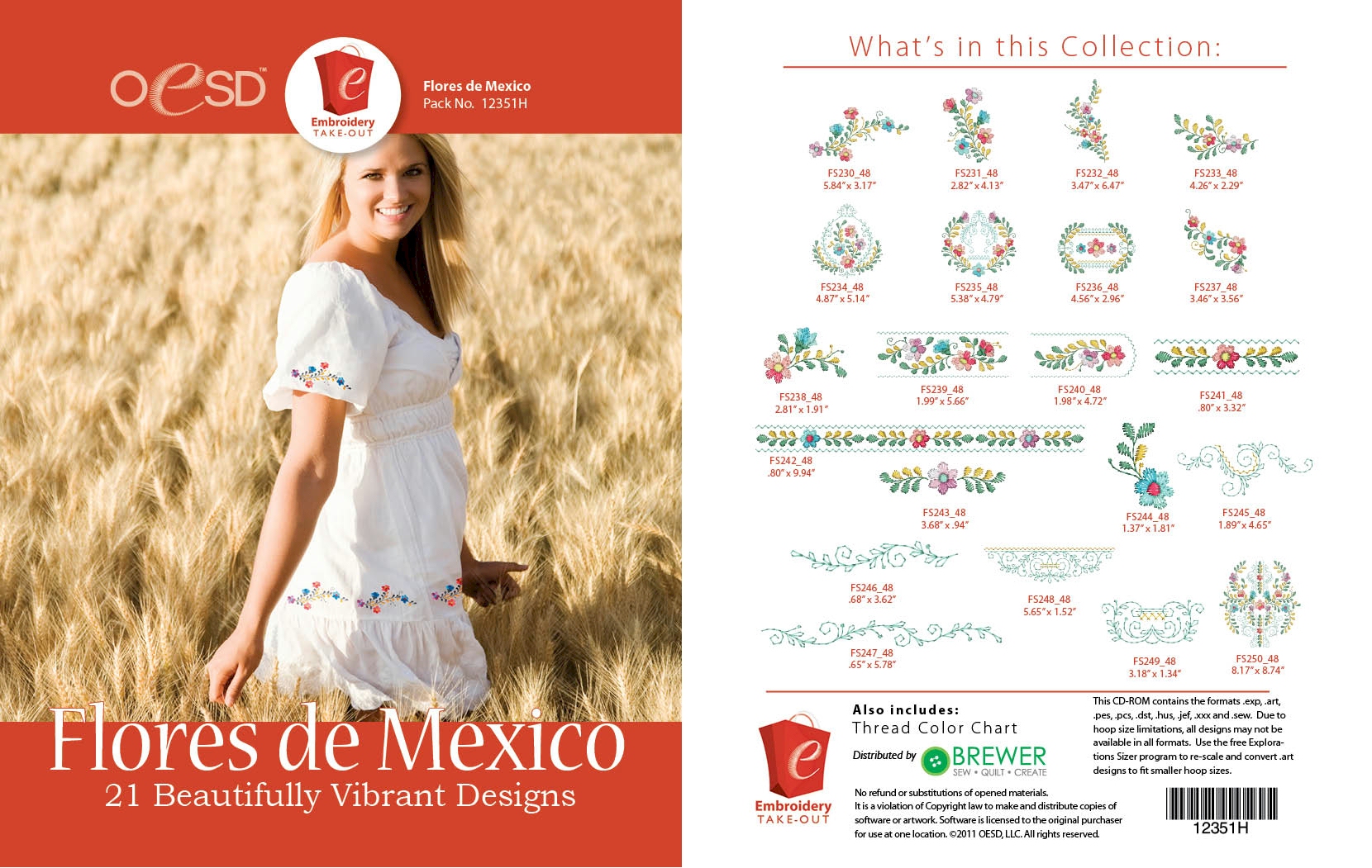 Flores de Mexico Embroidery Designs By Oklahoma Embroidery on Multi-Format CD-ROM