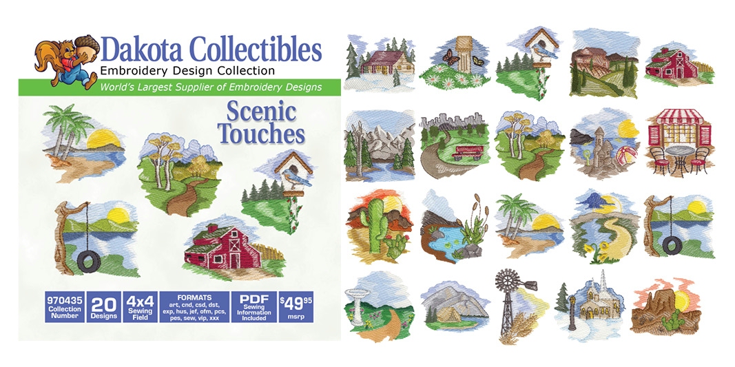 Scenic Touches Embroidery Designs by Dakota Collectibles on a CD-ROM 970435