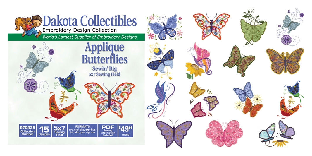 Applique Butterflies Embroidery Designs by Dakota Collectibles on a CD-ROM 970438