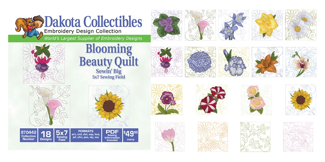 Blooming Beauty Quilt Embroidery Designs by Dakota Collectibles on a CD-ROM 970442