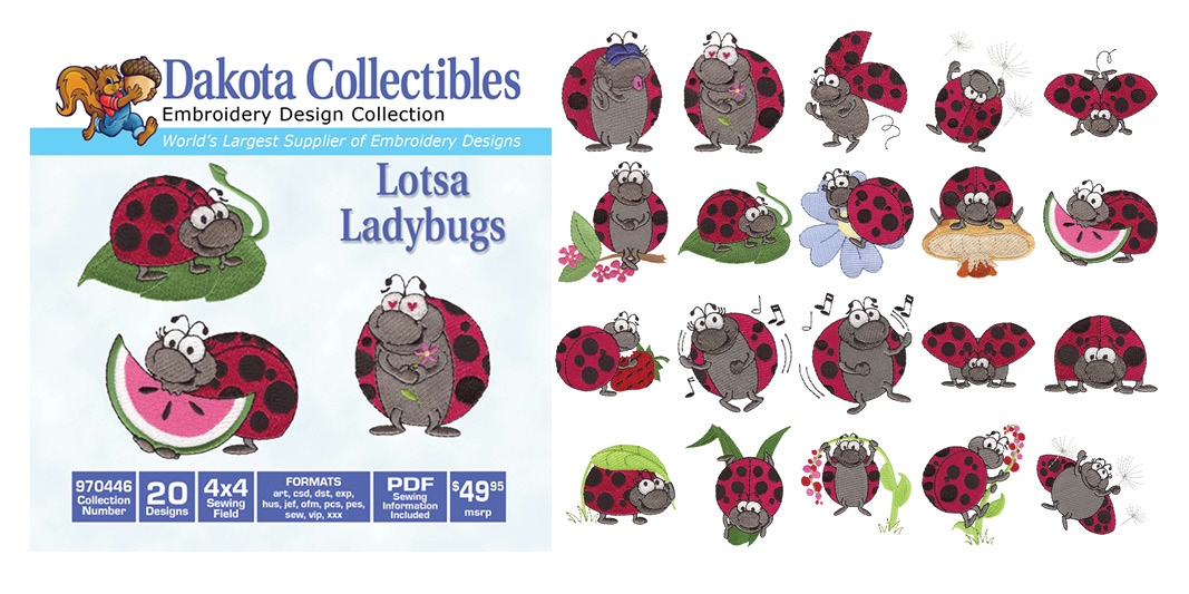 Lotsa Ladybugs Embroidery Designs by Dakota Collectibles on a CD-ROM 970446
