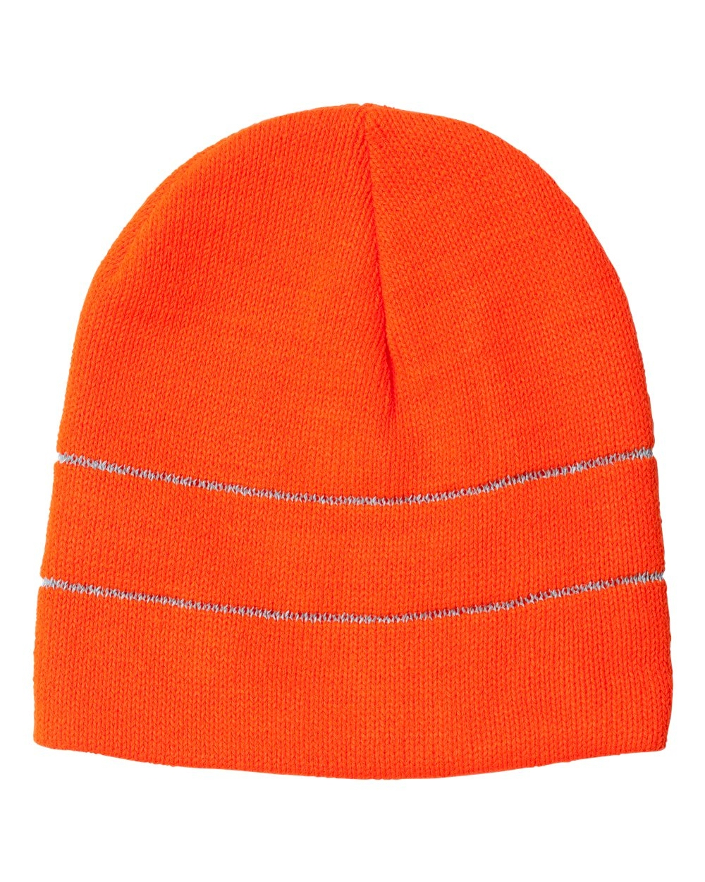 Safety Knit Beanie with 3M Reflective Thread Embroidery Blanks - Safety Orange/Reflective