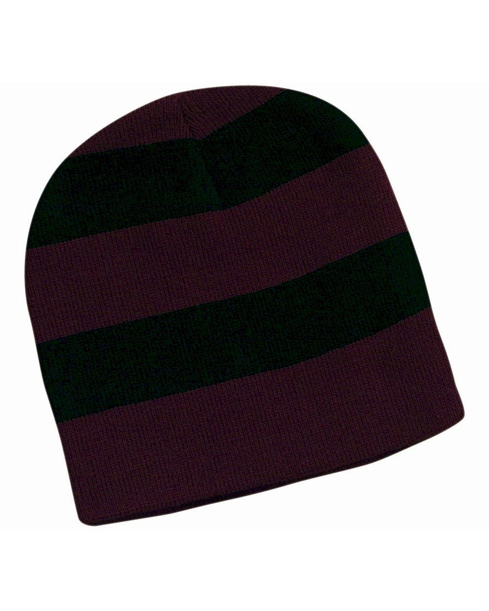 Rugby Striped Knit Beanie Embroidery Blanks - Maroon/Black