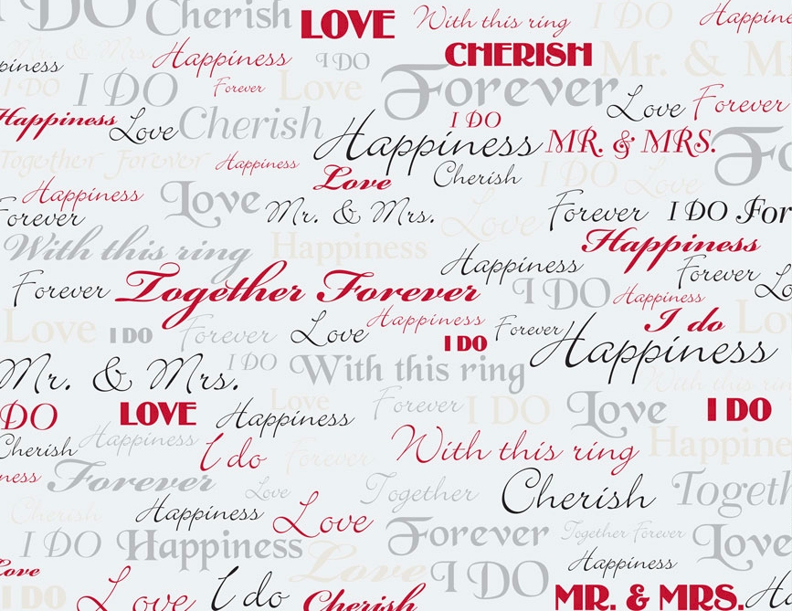 Wedding - Dark Red and Gray - QuickStitch Embroidery Paper - One 8.5in x 11in Sheet - CLOSEOUT