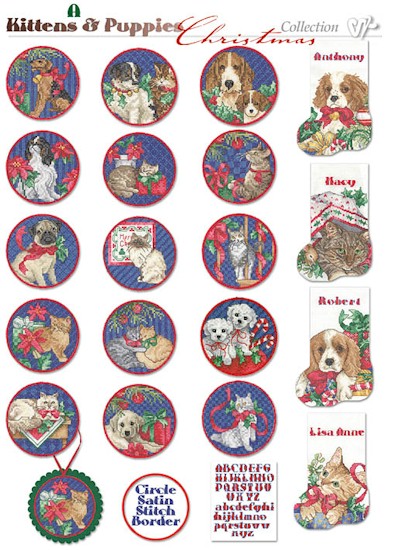 A Kittens & Puppies Christmas Embroidery Designs on CD from the Vermillion Stitchery 73200