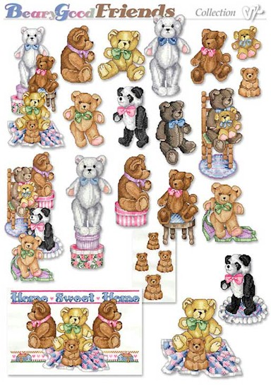 Beary Good Friends Embroidery Designs on CD from the Vermillion Stitchery 72700