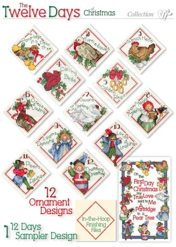 Twelve Days of Christmas Embroidery Designs on CD from the Vermillion Stitchery 72600