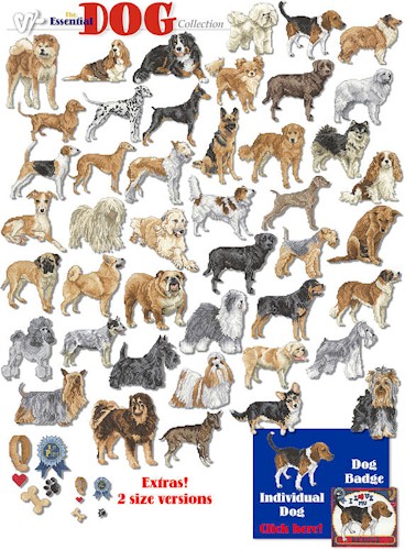 The Essential Dog Collection Embroidery Designs on CD from the Vermillion Stitchery 72400