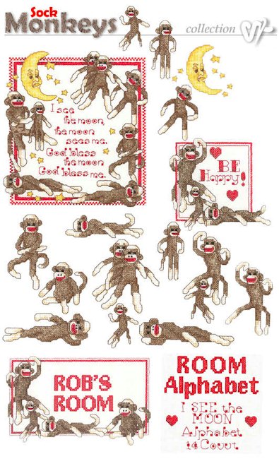 Sock Monkeys Embroidery Designs on CD from the Vermillion Stitchery 72000 - CLOSEOUT