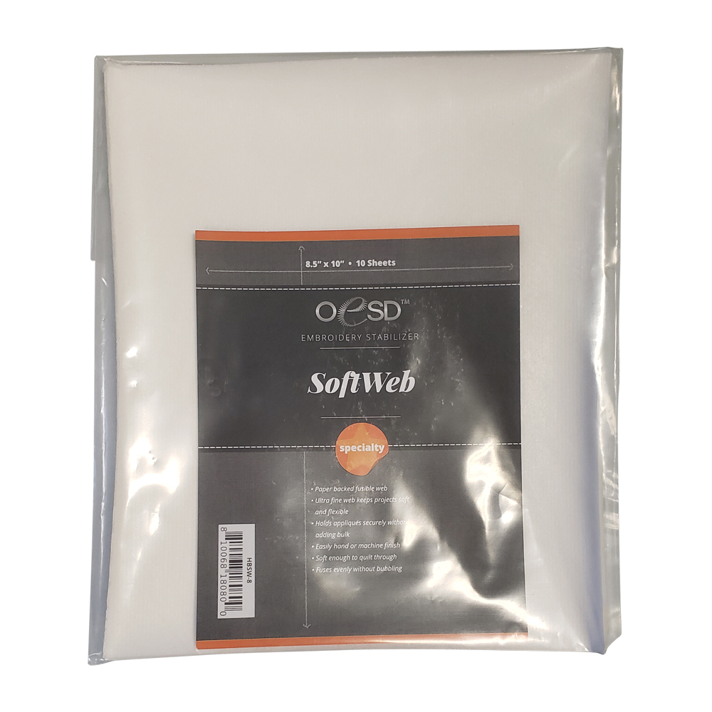 OESD SoftWeb Fusible Embroidery Stabilizer - 8.5" x 10" Sheets - 10/pack