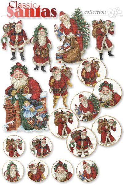 Classic Santas Embroidery Designs on CD from the Vermillion Stitchery 71300