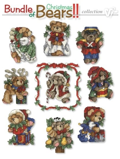 Bundle of Christmas Bears Embroidery Designs on CD from the Vermillion Stitchery 71200