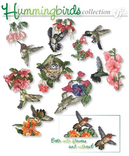 Hummingbirds Embroidery Designs on CD from the Vermillion Stitchery 71100