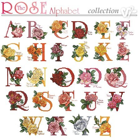 The Rose Alphabet Collection Embroidery Designs on CD from the Vermillion Stitchery 71000