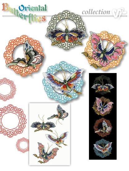 Oriental Butterflies Embroidery Designs on CD from the Vermillion Stitchery 70900 - CLOSEOUT