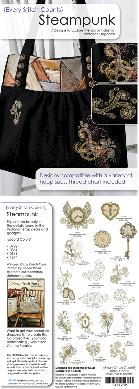 Steampunk Embroidery Designs on CD-ROM by Every Stitch Counts