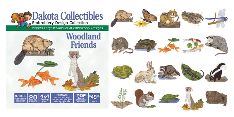 Woodland Friends Collection Embroidery Designs by Dakota Collectibles on a CD-ROM 970462