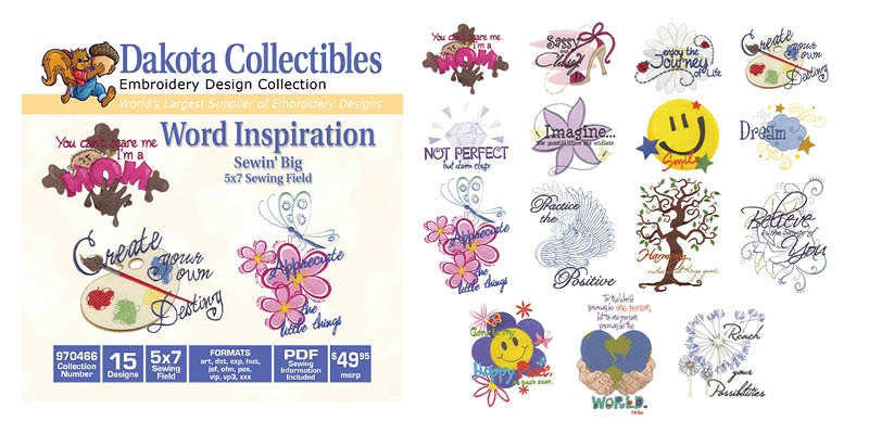 Word Inspiration Embroidery Designs by Dakota Collectibles on a CD-ROM 970466
