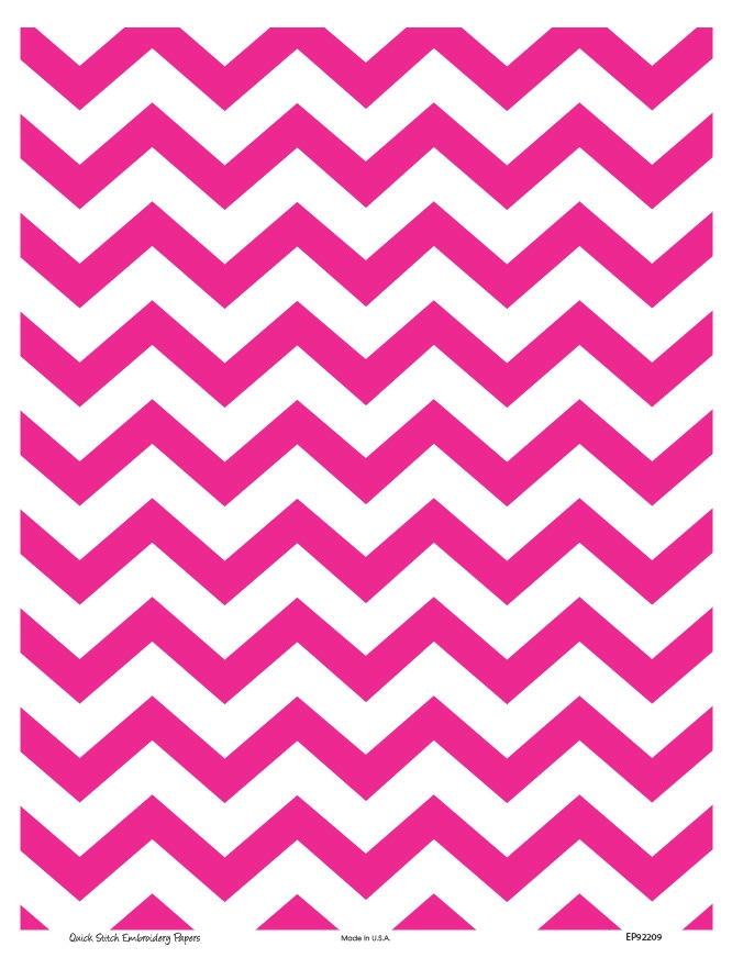 Chevron 1  - HOT PINK QuickStitch Embroidery Paper - One 8.5in x 11in Sheet - CLOSEOUT