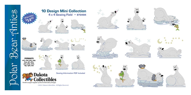 Polar Bear Antics Mini Collection of Embroidery Designs by Dakota Collectibles on a CD-ROM 970494