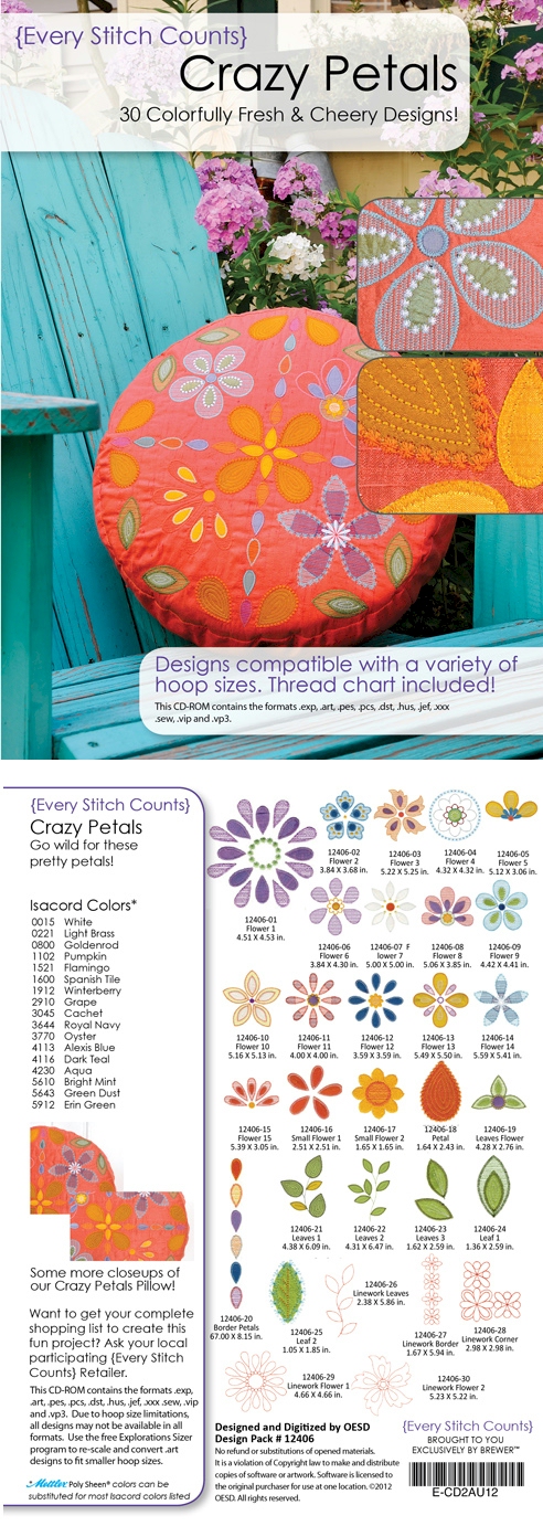 Crazy Petals Embroidery Designs on CD-ROM by Every Stitch Counts