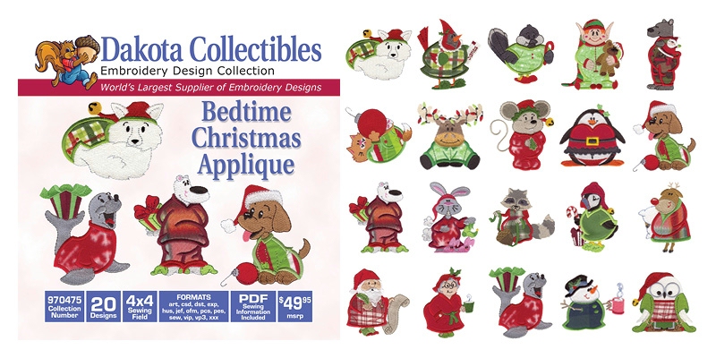 Bedtime Christmas Applique Embroidery Designs by Dakota Collectibles on a CD-ROM 970475
