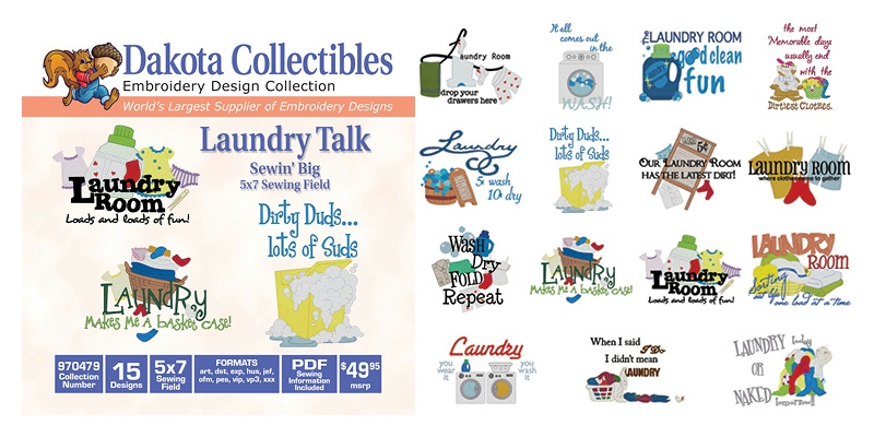 Laundry Talk:  Sewin' Big 5x7 Sewing Field Embroidery Designs by Dakota Collectibles on a CD-ROM 970479