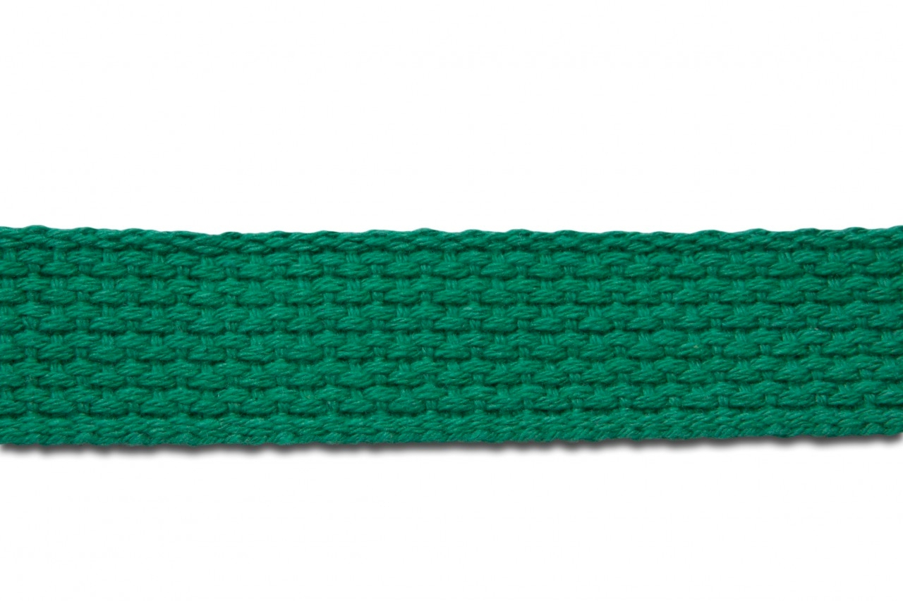 1.25" Heavyweight Cotton Webbing - KELLY GREEN - 1 Yard