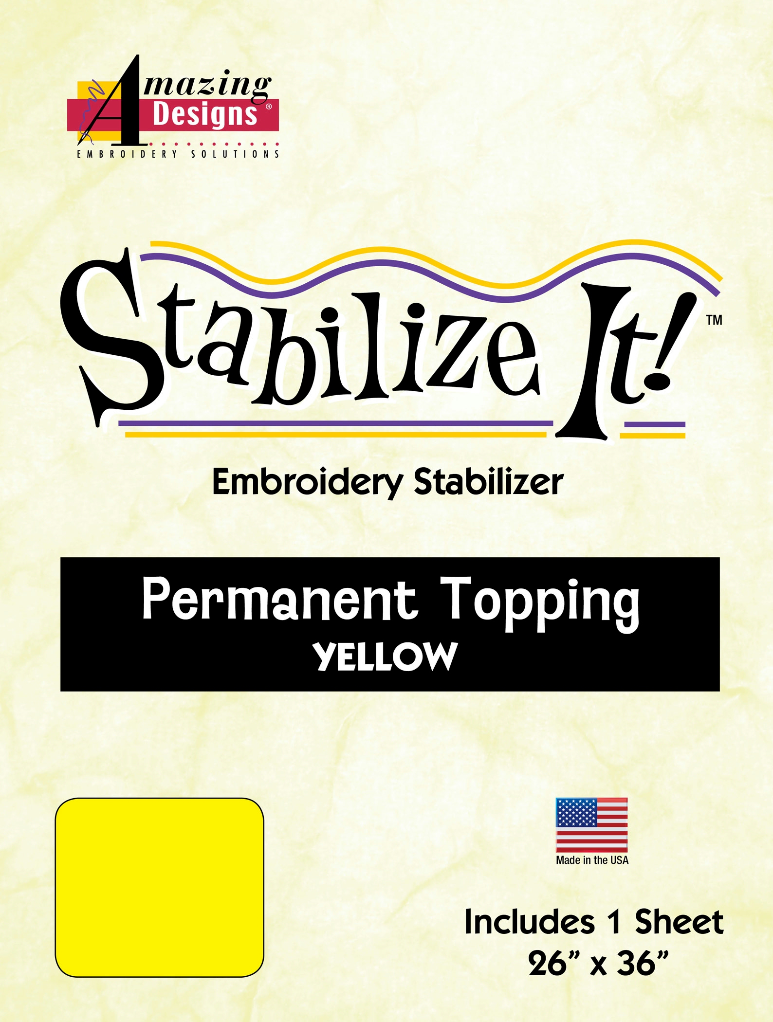 Stabilize It 26in x 36in Sheet Permanent Embroidery Topping - YELLOW
