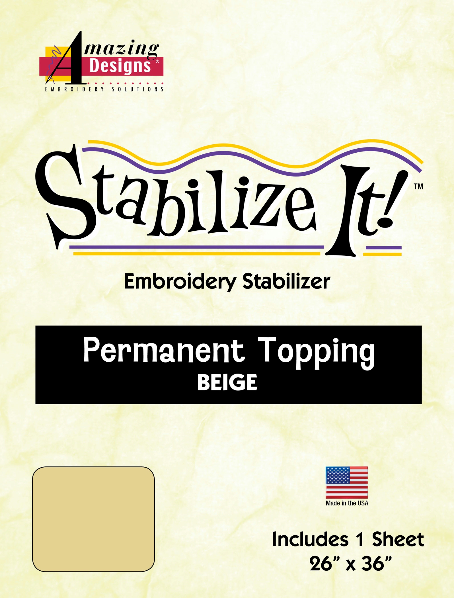 Stabilize It 26in x 36in Sheet Permanent Embroidery Topping - BEIGE