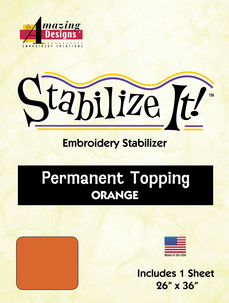Stabilize It 26in x 36in Sheet Permanent Embroidery Topping - ORANGE