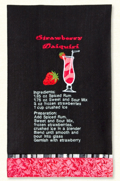 Cocktail Recipe Towels Embroidery Designs by Lunch Box Quilts on a CD-ROM