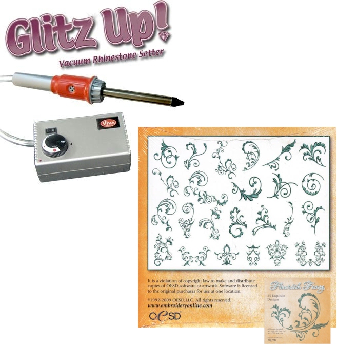 Glitz Up Vacuum Hot-Fix Rhinestone Applicator + BONUS Flourish Embroidery Designs BLACK FRIDAY SPECIAL