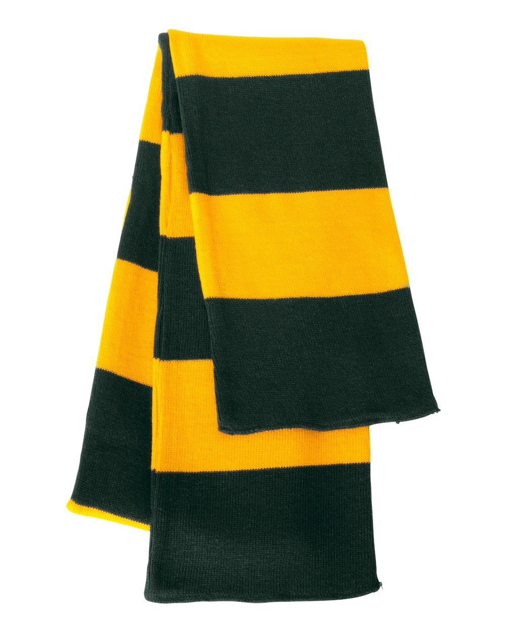 Rugby Striped Knit Scarf Embroidery Blanks - FOREST/GOLD